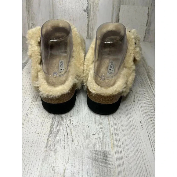Birkenstock Papillio Arizona Big Buckle Shearling‎ Sandals Beige Size 8 - Picture 3 of 7